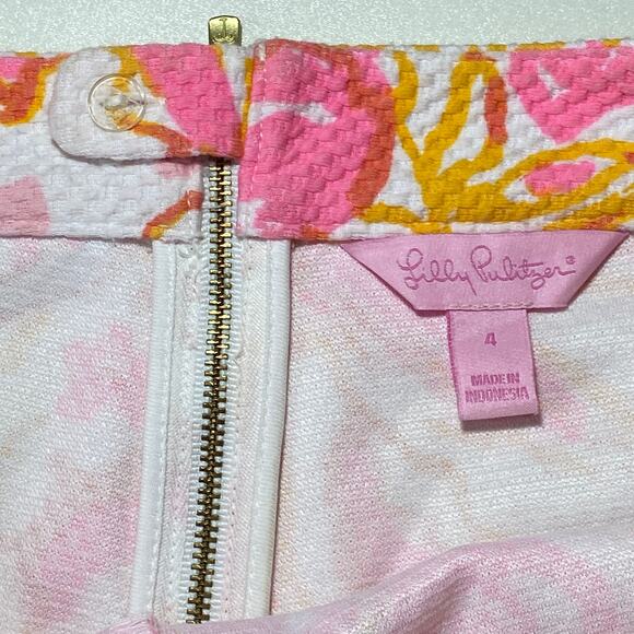 Lilly Pulitzer Floral High Rise Alycia Happiness Is Resort Shorts Pink Women 4 - Picture 6 of 8